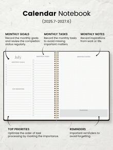 Trees 1 件 2025-2027 每周和每月学年计划日历笔记本，A4 月度计划笔记本，带笔记防水封面，个人组织者，办公和学校用品 - 彩色 - 查看 10