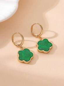1 Pair Metal Fashion Lucky Clover Earrings, Suitable For Women's Daily Commute Wear