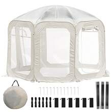 Tenda a scomparsa trasparente, tenda da campeggio impermeabile a cupola, gazebo a scomparsa, tenda a cupola a forma di bolla per esterni, per 4-6 persone, per ristoranti e campeggio. - Beige - Visualizzare 2