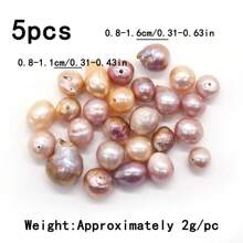 5pcs/Pack Natural Freshwater Baroque Square, Round, Asymmetrical Shape Loose Beads, Suitable For Clothing Or Home Decor DIY Bracelets, Necklaces, Earrings, Handmade Crafts, Gifts For Girlfriend, Mother