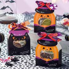 10个万圣节跨境新款糖果礼袋，万圣节南瓜派对包装盒二合一装饰收纳，适合万圣节氛围的节日主题图案，派对糖果/小礼物包装必备，轻巧便携，适合讨糖活动 - 彩色 - 查看 3