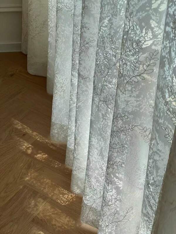 1 stuk Frans retro luxe romantisch kantgordijn, geborduurd hoogwaardig transparant gordijn, geschikt voor slaapkamer, woonkamer, wit, elegante Europese stijl, polyesterstof, toepasbaar voor kamer, keuken, decoratie, lichtgewicht en ademend, geschikt voor Kerstmis, Halloween, terug naar school, winkeldecoratie