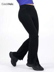 Catch Halo 4-Way Stretch Seamless Flared Yoga Leggings For Women - High Waist Tummy Control & Scrunch Booty Lifting Yoga Pants | Slim Fit Squat-Proof Breathable Sweat-Wicking Fabric Workout Pants For Gym, Yoga, Pilate, Running, Cycling (Black, XS~XL)