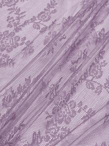 1 件花卉蕾丝窗帘适用于卧室、客厅、阳台隔断装饰 - 淺紫 - 查看 4