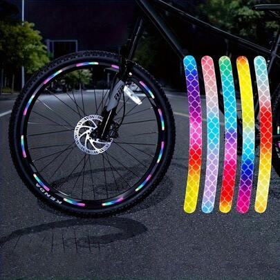 Conjunto de adesivos refletivos para mountain bike com 10/20/100 peças, com faixas refletivas nas rodas, adequado para motocicletas, carros e bicicletas. Adesivos decorativos de advertência, adesivos refletivos decorativos