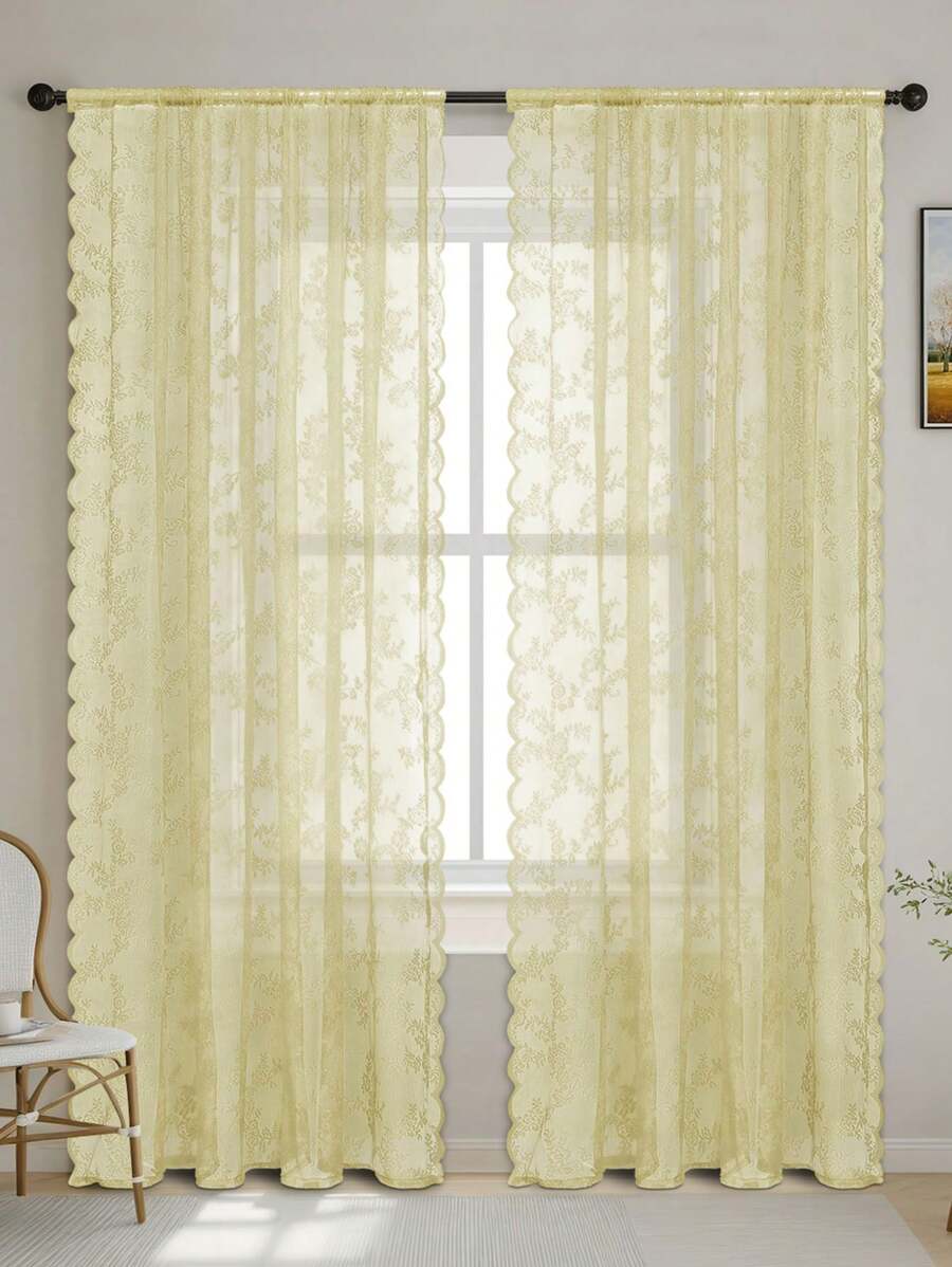 1pc Lace Curtain Partition Decor For Bedroom, Living Room, Balcony