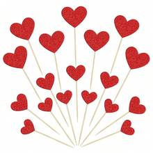 15/30 件闪光心形纸杯蛋糕装饰甜蜜爱情主题心形蛋糕挑选装饰婚礼订婚新娘送礼会生日情人节派对装饰