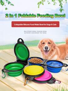 2 em 1 Comedouro Portátil Dobrável para Pets, Tigelas de Água Dobráveis de Silicone para Cachorro, Recipiente de Ração para Cachorro e Gato, Acessórios para Animais de Estimação, Utensílios para Cachorro, Utensílios para Filhote, Tigelas para Gato, Alimentação de Filhote, para Viagens, Caminhadas, Acampamento