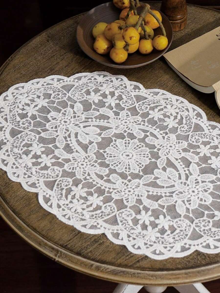 1/4/6 pièces Napperons en dentelle brodée française, style minimaliste vintage pour la cuisine, la table à manger, les tasses, les bols, les assiettes. Convient pour les mariages, les hôtels, les fêtes et les dîners à la maison - Multicolore - Voir 1
