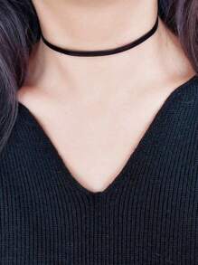 1pc Minimalist Fashion Versatile Dark Punk Sexy Black PU Necklace Choker Collar Necklace, Short Clavicle Chain Neck Decoration Accessory, Suitable For Daily Wear, Non-Fading Metal, Width 0.5CM