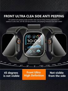 2pcs/Set Hydrogel Screen Protector Compatible With Apple Watch, Privacy Anti-Peeping, Fits 49mm, 45mm, 41mm, 40mm, 44mm, 46mm, 42mm Apple Watch Series 10, 9, 8, 7, 6, 5, 4 And SE Accessories. This Soft Film Is Not Glass. Screen Protection Essentials, Applicable To Daily Shield, Office, Home Watch Screen Protector Watch Cover Watch Accessories Waterproof Shockproof Anti-Fall Scratch Resistant Anti-Fingerprint Full Cover