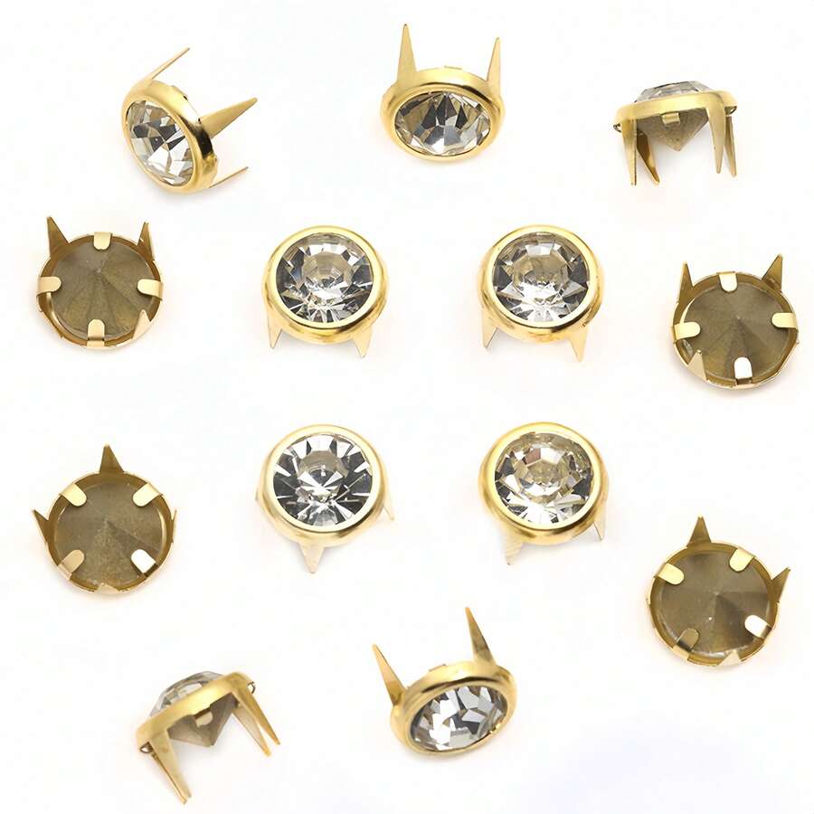 50颗/包 10毫米尖底章鱼水钻，可用于DIY服装、鞋子、包包、裙子、发饰、手工串珠首饰 - 彩色 - 查看 1