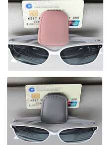 Magnetic Car Glasses Clip, Made Of Soft Leather, Thin & Compact Design Without Blocking Vision, Portable Multi-Function Glasses Holder - A - View 15