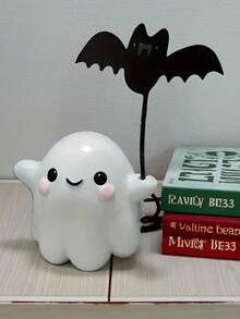 1 pieza Decoración linda de fantasma de Halloween de 3.15 pulgadas, decoración de fantasma con murciélago, adecuado para decoración de Halloween, decoración de mesa, sala de estar, dormitorio, estudio, decoración de habitación, decoración del hogar para festividades