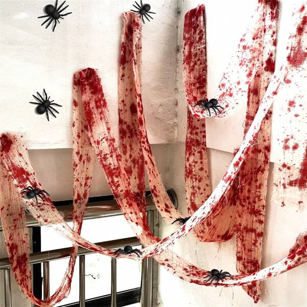 Halloween Bloody Gauze Bandage - Realistic Haunted House Decor, Horror Party Props, And Chilling Bloody Effect To Create A Terrifying Atmosphere Home Decor Halloween Decor Room Decor