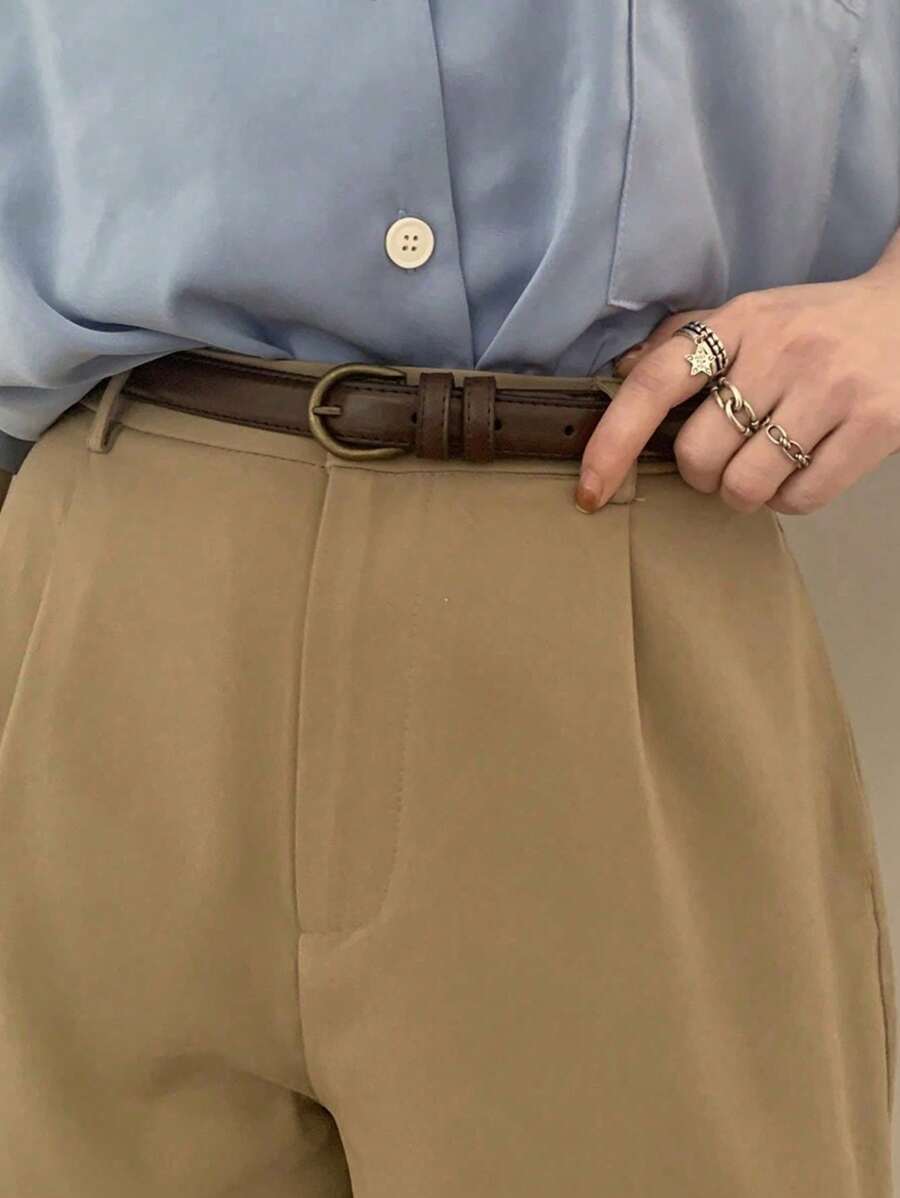 Vintage Mini Leather Belt, Versatile Jeans Belt, Slim Plain Black & Coffee Casual Waist Belt, Decorative Buckle Design, PU Leather Casual, Business, Boyfriend Husband Father Dad Men Gift, Daily Wear, Fashion, Teen, Outdoor, Vacation, Athletic, Travel, Street, Boho, Vintage Fall, Autumn, Halloween Autumn-Winter Accessories,Suitable For Teens, Youth,Men,Casual, Outdoor, Athletic, Vacation, Graduation Gifts, Birthday, Daily Wear