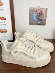 Zapatillas de skateboard de moda para mujer, zapatillas de lona de caña baja, zapatillas de tenis para mujer, zapatillas planas para actividades al aire libre, zapatillas deportivas transpirables para verano, con diseño de fácil calzado, modernas y cómodas. - Blanco - Ver 2