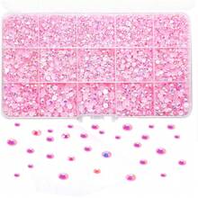 8900pcs/Box Nail Art Rhinestones, 15 Colors 3mm Flat Round Resin Rhinestones, Shiny DIY Nail Decoration Accessories Nails - Multicolor - View 6