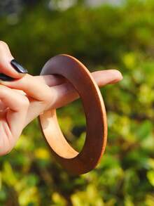 European And American Popular Women's Wide-Faced, Natural Pine Wood, Asymmetrical Resin Bracelets, Suitable For Daily Clothing, Festive Clothing, Boho Style, (Natural Pine Wood, Wood Grain, Wood Marks Are Normal) - 咖色 - 查看 16