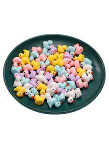 100 pezzi/set - Mini statuette di anatre, anatre in resina micro, anatroccoli in plastica mini, adatti per case delle bambole, giardini delle fate, decorazione per acquari