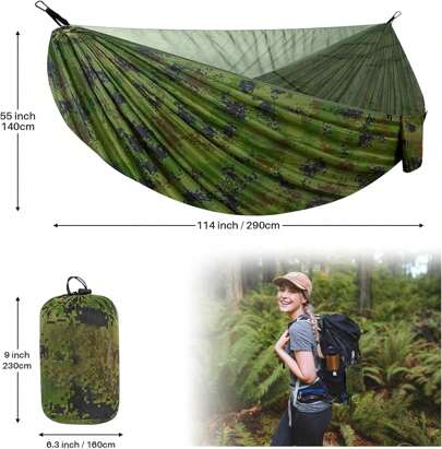 COSANSYS NEW Portable Lightweight Hanging Hammocks With Tree Straps For Outside, Hiking, Travel And Backpacking Camping Hammock With Mosquito Net