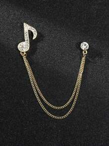 1pc Guitar Shaped Hollow-Out Rhinestone Decor Music Instrument Brooch, High-End With Chain, Suitable For Men's Daily Wear - Brooch - View 9