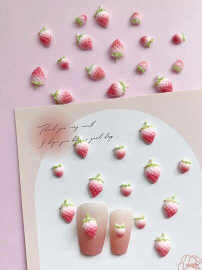 100 قطعة، تصميم فراولة لزخرفة الأظافر، طراز ياباني طازج، منتجات الأظافر، DIY، إكسسوارات الأظافر، لوازم الأظافر، أحجار الأظافر