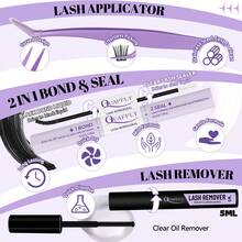 Lash Cluster Kit 8-18mm Wispy Lash Clusters 126Pcs Eyelash Clusters, DIY Lash Extension Kit With Lash Bond & Seal, Lash Glue Remover, Lash Tweezers(WM-16 Lash Kit) - 黑色 - 查看 7