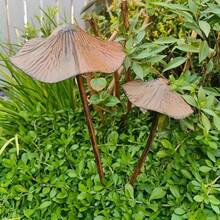 Country Style Vintage Wrought Iron Mushroom Ornaments Handmade Texture Realistic Shape Garden Courtyard Decoration / Interior Furnishings / Flower Arrangement Filling Solid Metal Does Not Require Electricity Ideal Gift For Mushroom Lovers - màu nâu - Xem 6