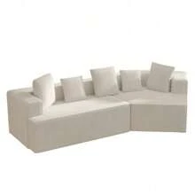 Divano angolare 3 posti, divani da soggiorno con 5 cuscini, divano componibile in velluto a coste senza struttura, divano compatto per soggiorno, studio