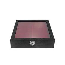 Estojo Porta Óculos 10 Casulos Preto Com Interno Aveludado Caixa Organizador Maleta para Óculos - Vermelho - Visão 2