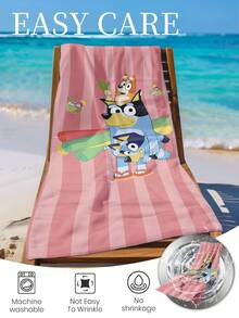 Bluey 1 pieza Toalla de playa azul, toalla de baño con estampado de leche de coco azul, toalla de playa de moda, toalla de baño súper absorbente, adecuada para baño, natación, fitness, yoga, toalla de microfibra suave y cómoda, ligera y fácil de transportar, a prueba de viento, protección solar, anti-arena, adecuada para viajes de verano, vacaciones, decoración de baño, tamaño regular recomendado y tamaño talla grande grande (tamaño de toalla pequeña 35*75cm, se recomienda 150cm y talla grande) - Multicolor - Ver 11
