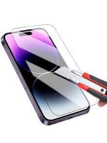 قطعتان من زجاج مقسى لحماية الشاشة الكاملة، غشاء حماية زجاجي مقسى متوافق مع هواتف أبل 16 برو ماكس، 15 برو ماكس، 15 برو، 14 برو ماكس، 13، 12، 11 لحماية الشاشة الكاملة