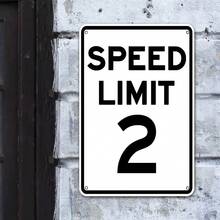 1pc Speed Limit 2 Metal Sign - Funny White & Black Decorative Traffic Plaque, 8x12 Inch, Durable Iron Wall-Mounted Road Sign For Home Or Garage Decor, Garage Decoration|Functional Decor Item|Easy Mount Sign, Speed Limit Sign - Nhiều màu - Xem 1