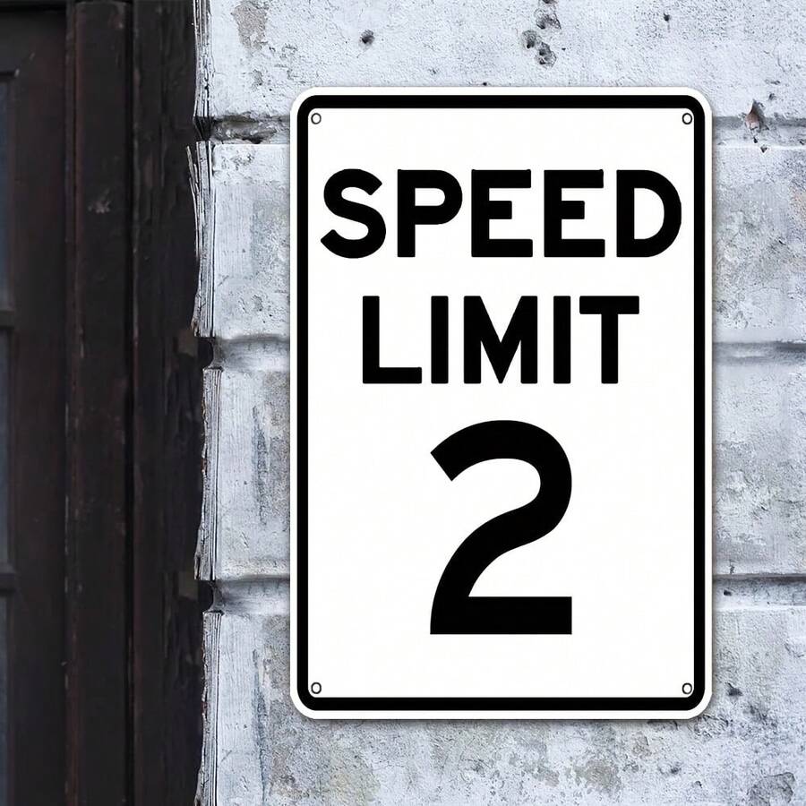 1pc Speed Limit 2 Metal Sign - Funny White & Black Decorative Traffic Plaque, 8x12 Inch, Durable Iron Wall-Mounted Road Sign For Home Or Garage Decor, Garage Decoration|Functional Decor Item|Easy Mount Sign, Speed Limit Sign - Nhiều màu - Xem 1