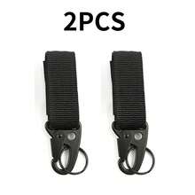 2PCS Outdoor Carabiner Molle Clip Nylon Key Hook Hanging Belt Webbing Strap Buckle - Black - View 1