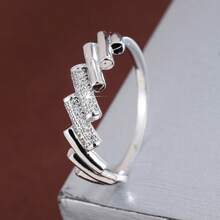 1枚优雅几何圆柱排列设计立方氧化锆女士戒指