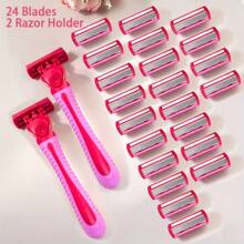 Maquinilla de afeitar manual para el vello corporal de mujer con cuchilla de acero inoxidable de 6 capas reemplazable, productos y accesorios para el cabello para peluquería, salón de belleza y artículos esenciales de viaje