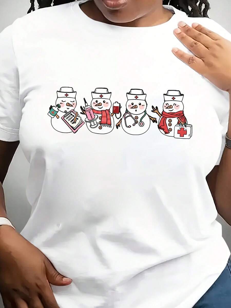 Christmas Nurse Snowman Shirt, Christmas Nurse Sweatshirt, Medical Christmas Shirt, Funny Nurse Christmas Shirt, Nurse Shirt, Nurse Gift - 白色 - 查看 1
