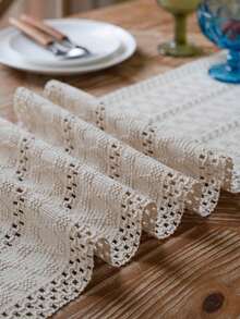 MeijiaMo 1pc Bohemian Nordic Ins Style Linen Embroidered Table Runner, Kitchen Dining Table Decor, Home Textile, Minimalist Natural, Suitable For Kitchen, Dining Room, Bedroom, Holiday Decoration - White - View 5