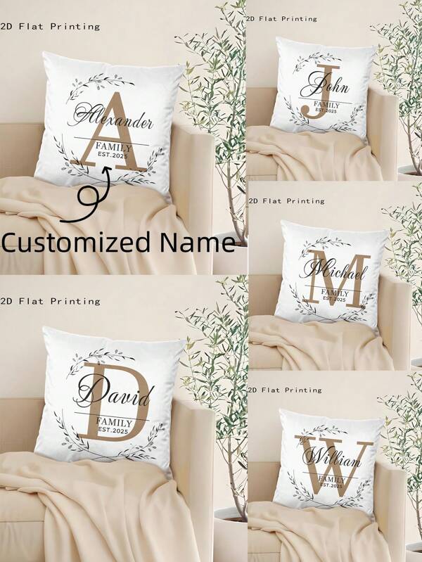 1 pieza Funda de almohada personalizada con apellido, personalizada con nombre y fecha de establecimiento, regalo ideal para boda, Día de la Madre, cumpleaños, aniversario, parejas, decoración del hogar, adecuada para sofá, dormitorio, sala de estar, cama, decoración de automóvil