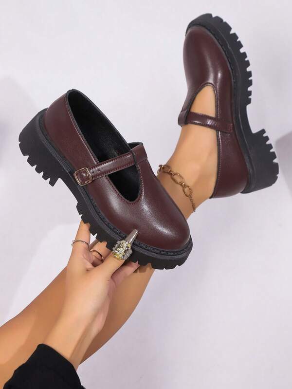 Damskie mokasyny na grubym obcasie, płaskie buty typu Mary Jane, modne oksfordy w stylu szkolnym, skórzane buty z klamrą, płaskie buty w stylu retro szkolnym, odpowiednie na festiwale, imprezy, do noszenia na co dzień, na każdą porę roku