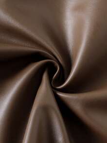 Women's Fashion Wide Leg Faux Leather Pants, Elastic Cinched Waist Elegant Versatile - Brown - View 6