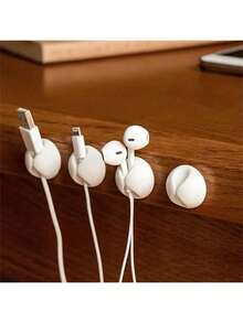 5pcs White Cable Clips, For Organizing Office Desk Cables, Convenient Cable Management - Multicolor - View 5