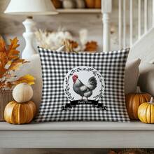 1 Stück einfacher schwarz-weißer karierter Hühner-Zierkissenbezug, einseitig aus weichem Pfirsich-Samt, 45*45 cm Kissenbezug, geeignet für Raumdekoration, Innensofa Wohnzimmer Dekoration, Partydekoration, Zierkissen Geschenk