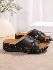 2025 Summer New Black Cross Strap Sandals - Bestselling Flat Shoes For Dates And Vacations - Black - View 7