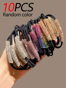 20/10/3件装奢华水钻发圈，新款弹力发圈，适用于马尾辫，简约百搭，不伤发，马尾发圈，发圈，橡皮筋，发绳，发饰，健身运动服饰头部配饰 - 彩色 - 查看 11