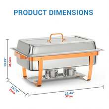 4pcs/6pcs Chafing Dish Buffet Set, Rectangular Chafing Dishes (8 QT) For Buffets With Lid Holder, Stainless Steel Chafing Dishes, Food Warmer For Kitchen, Party, Banquet - Silver - View 4