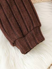 2pcs Girls Solid Ribbed Knit Cover Up + Cami Dress Casual Set