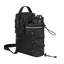 多功能健身包，带磁性水瓶架 - 男女通用氯丁橡胶，可调节肩带和手机口袋 - 非常适合健身、户外活动和旅行 - 黑色，健身房配件收纳 | 磁性封口包 | 安全拉链口袋，健身房配件 - 黑色 - 查看 3